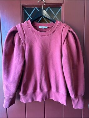 Frame Denim Red Puff-Sleeve Sweatshirt